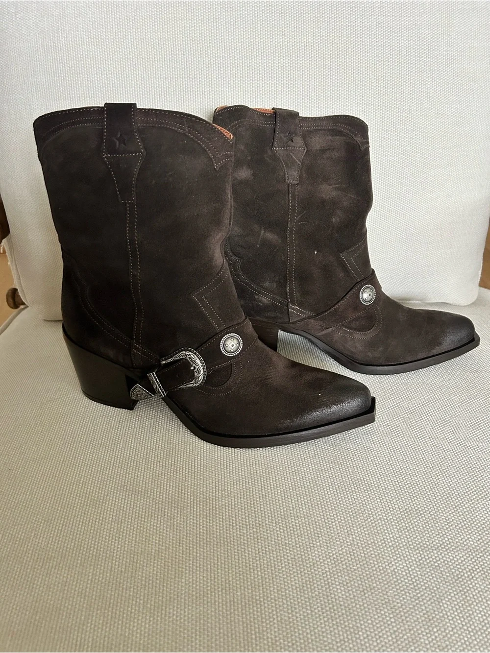 New Free People Lady Lonestar Western Suede Boots - Picture 4 of 9